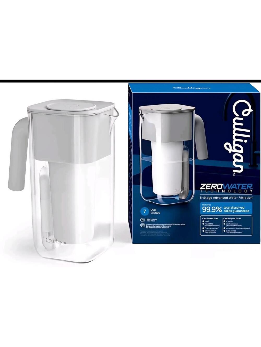 Culligan ZeroWater Technology 7 Cup Water Pitcher 5-Stage Filtration ZEROP07